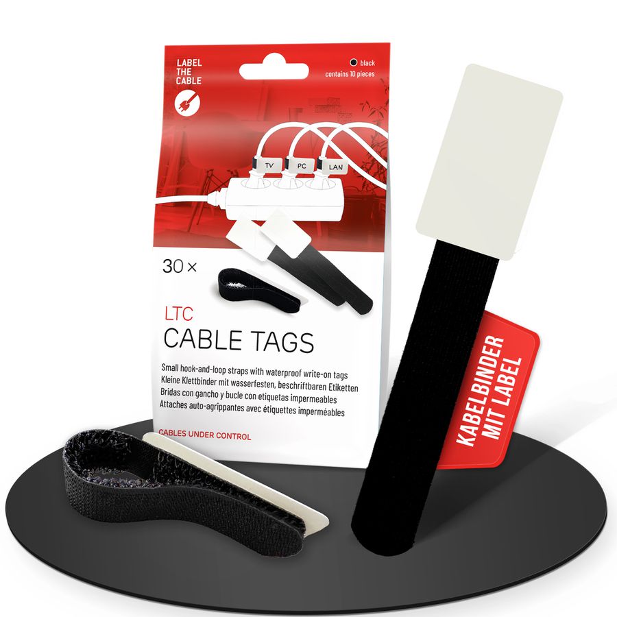 LTC Cable Tags fascette con etichetta nero / 30 pezzi
