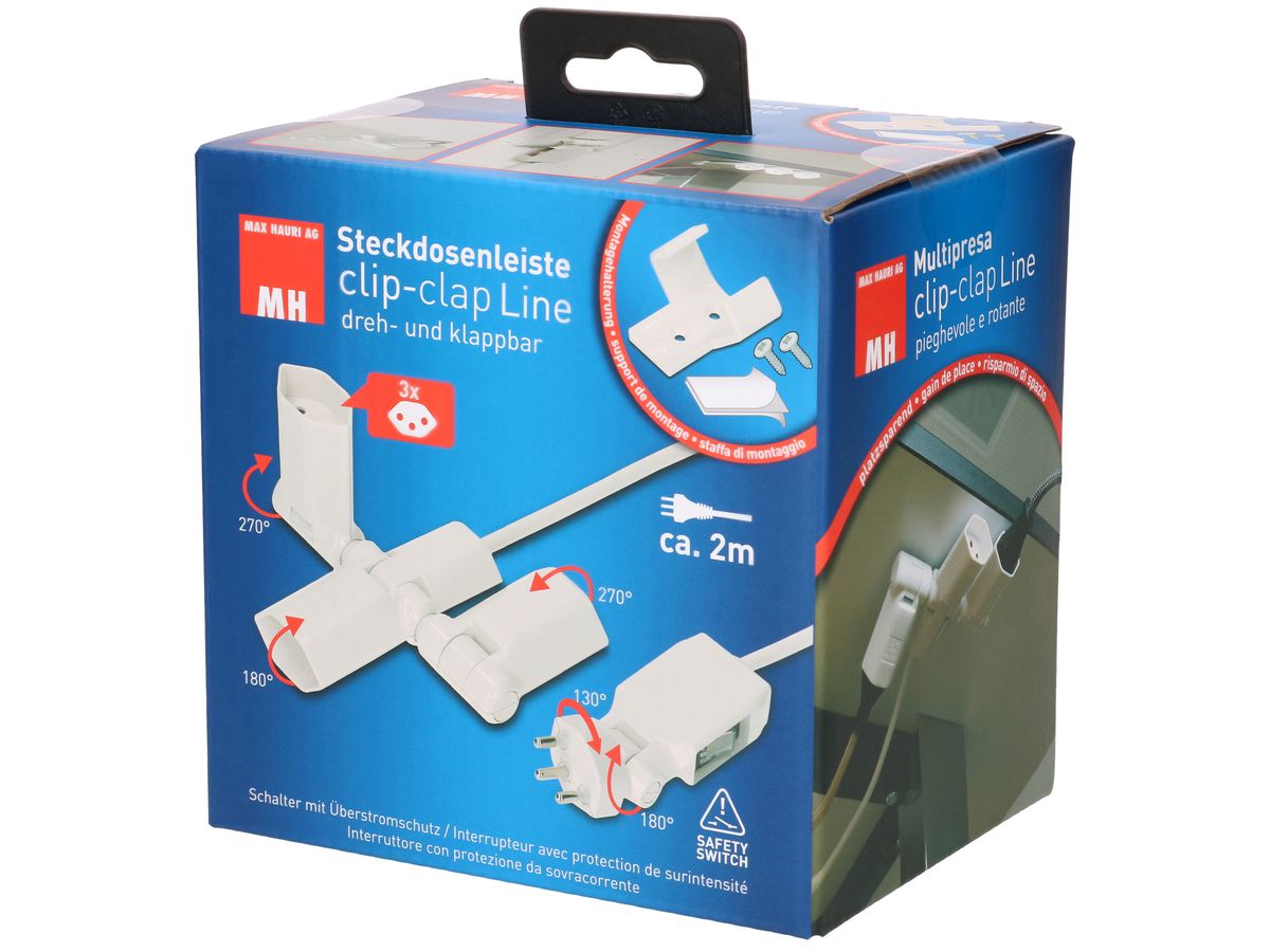 Steckdosenleiste clip-clap Line 3x Typ 13 weiss
