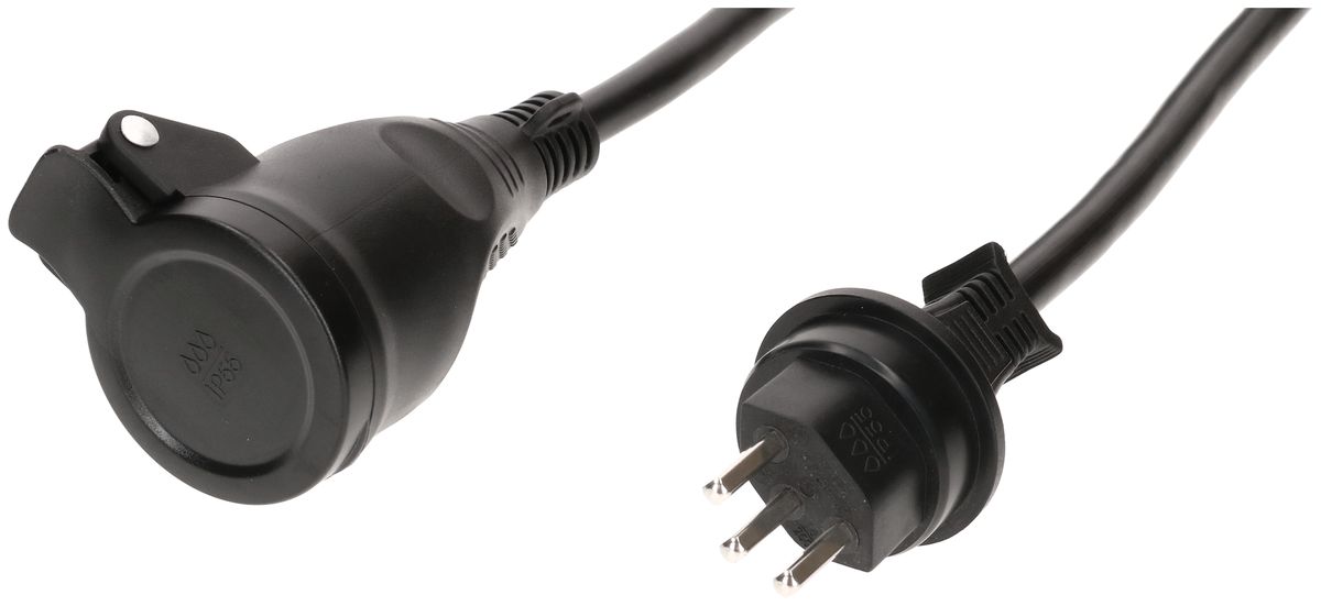 IP55-Verlängerung N07V3V3-F3G1.5 5m schwarz Typ 13 / Typ 13