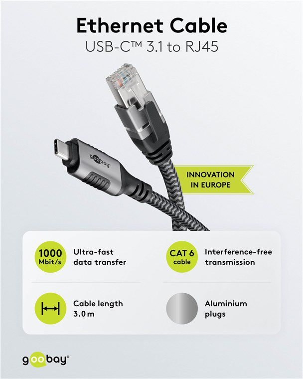 Adapterkabel USB-C auf Netzwerk RJ45 3m
