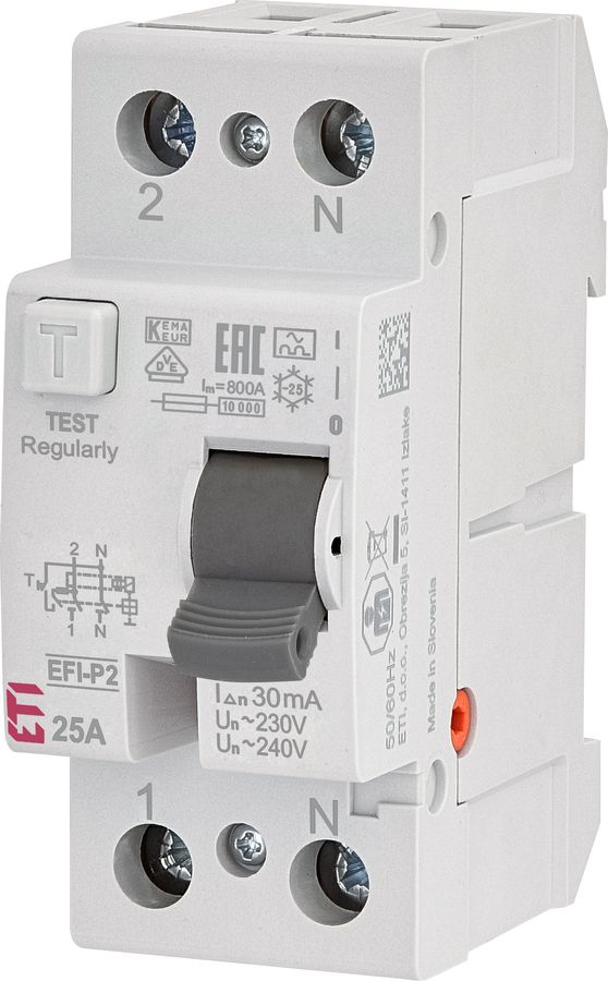 interruttore differenziale 1P+N 25A 30mA tipo A 10kA