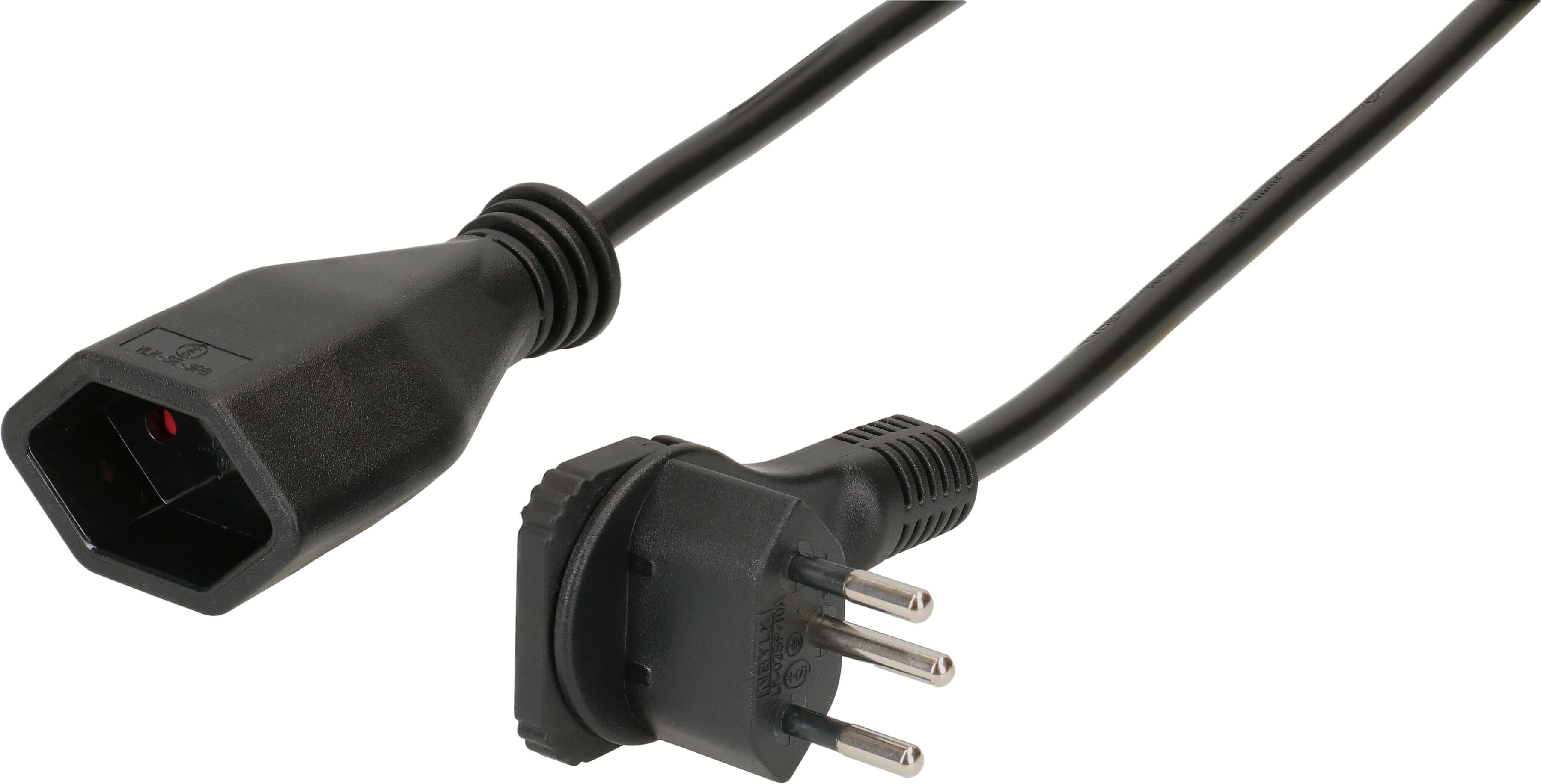 Câble de rallonge, noir, 3 pôles sur connecteur, câble d'alimentation, 5 m  - PEARL