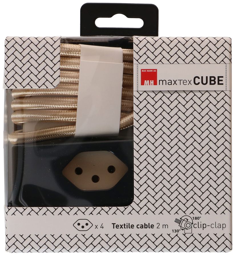 multiprise Cube 4x type 13 noir / or sable 2m clip-clap