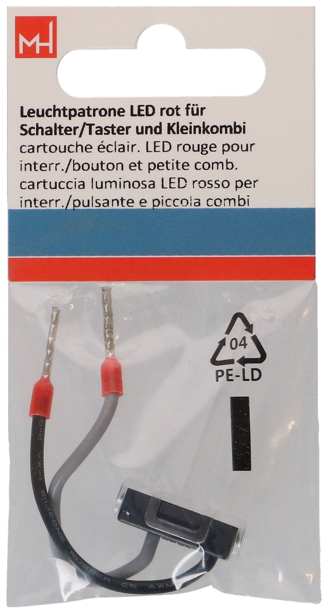 Leuchtpatrone LED rot für Schalter/Taster und Kleinkombi