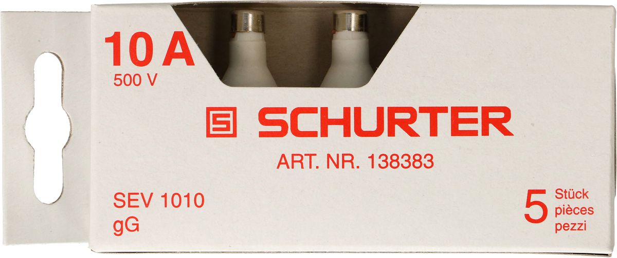 Sicherung 10A träge 500V DT-II / 5 Stück