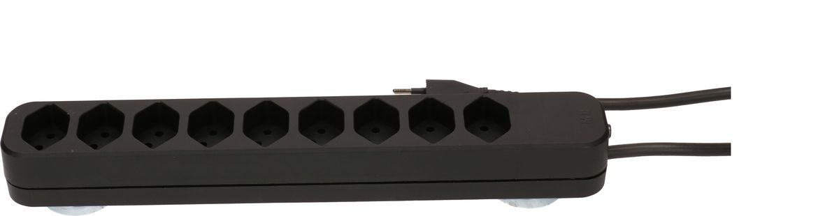 Steckdosenleiste Swiss Line 9x Typ 13 schwarz Magnet 5m