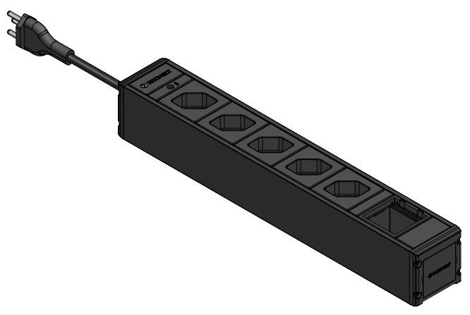 CUBO Steckdoseneinheit schwarz 5x Typ 13 1x Leermodul Magnet