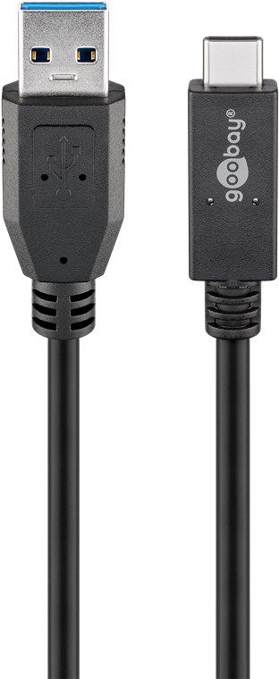 USB 3.2 Ladekabel USB-A auf USB-C 60W 10 Gbit/s 1m schwarz