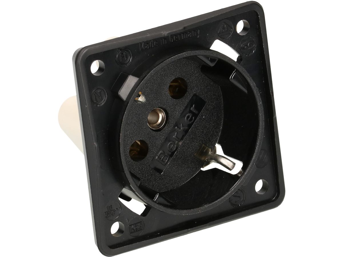 Steckdose 1x Schuko Apparat mit Frontplatte Berker Mobil-R sw