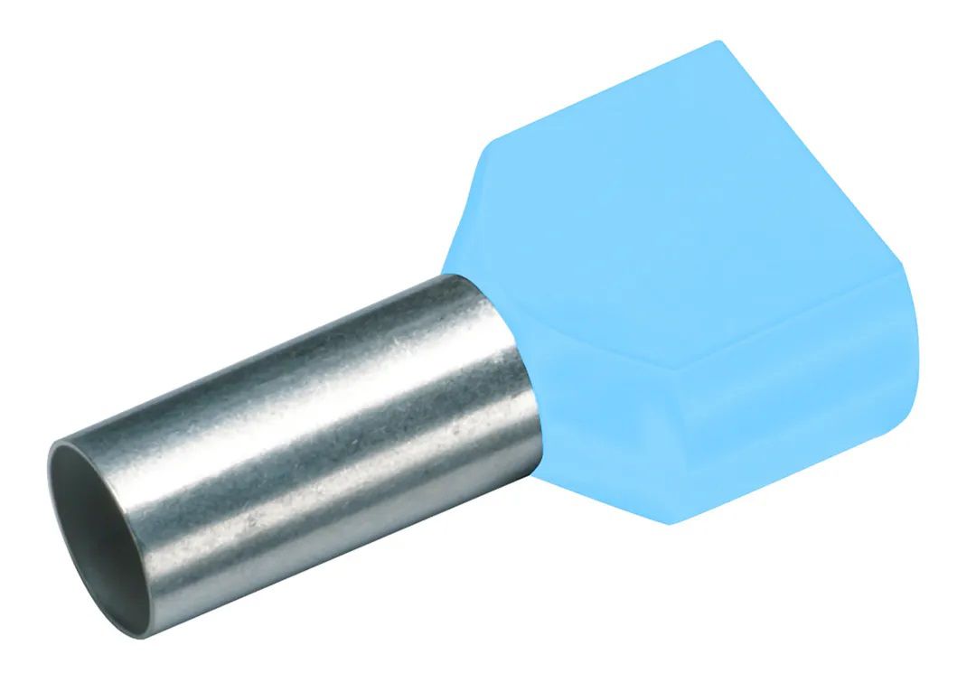 Isolierte Zwillings-Aderendhülse 2x 0.25mm² x 8mm hellblau
