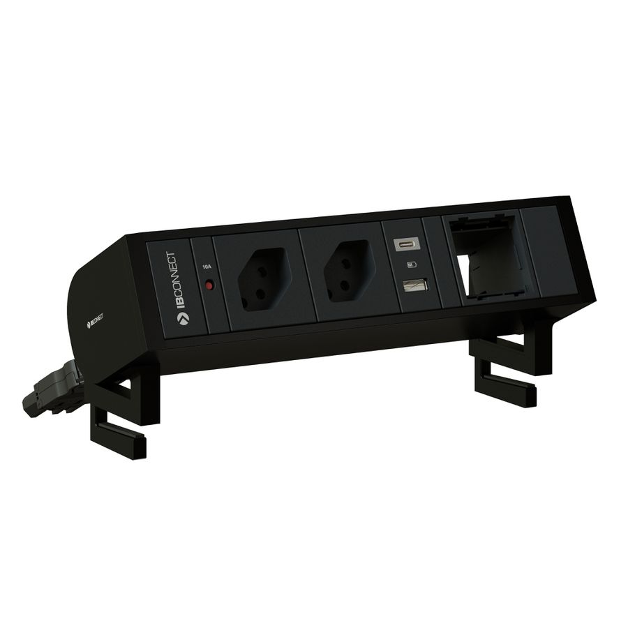 SUPRA bloc multiprise noir 2x type 13 1x USB-A/C 1x module vide