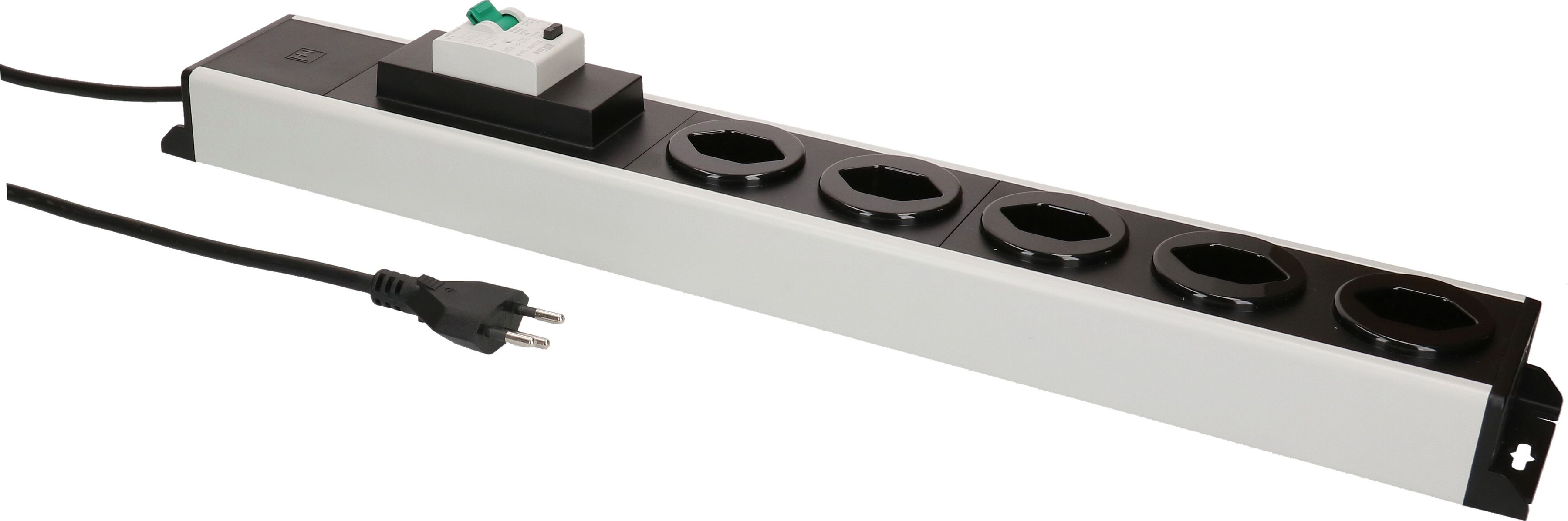 Steckdosenleiste Power Line 5x Typ 13 gr/sw FI 30mA / 10A 1.5m