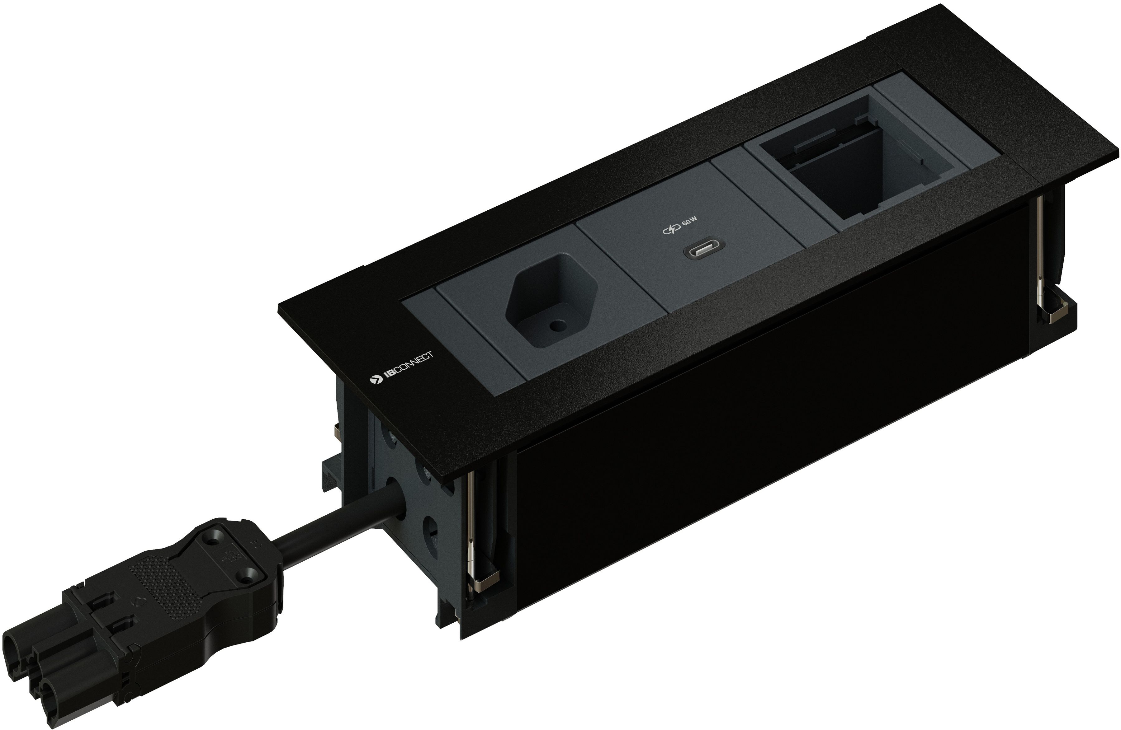 INTRO2.0 Steckdoseneinheit schwarz 1x Typ 13 1x USB-C 60W 1x leer