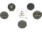 Weltreiseadapter QPlux USB Wold to CN/AUS, UK, Schuko, I, USA