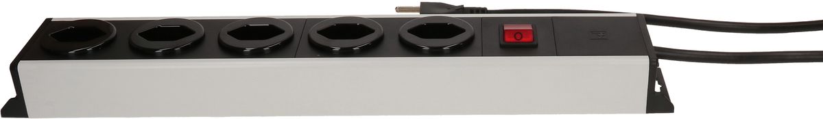 Steckdosenleiste Power Line 5x Typ 23 grau/schwarz Schalter 1.5m