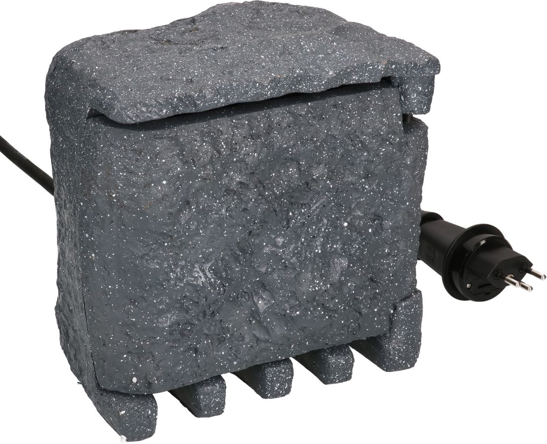 garden socket stone, 2x T13 IP55, timer, dark grey