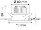 spot encastré à LED ATMO 80 DALI noir 3000K 960lm 38°