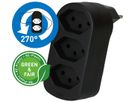 multi adaptateur ADAPT 3x type 13 noir rotatif Green+Fair