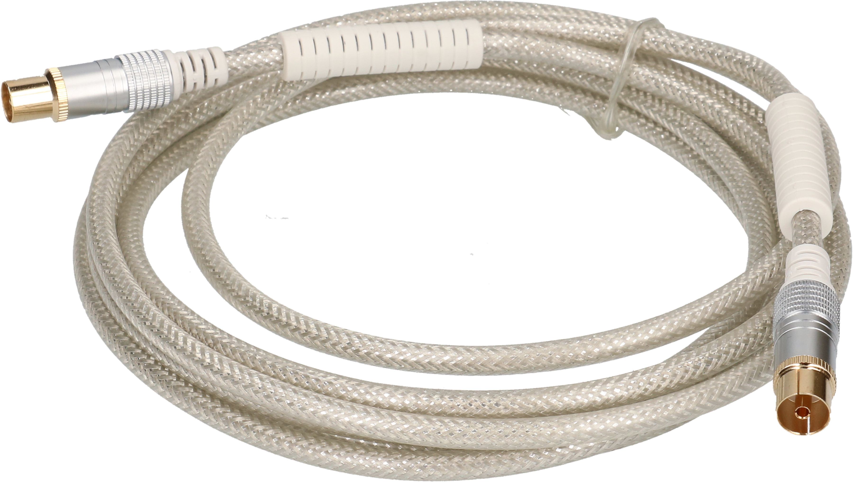Antennen-Anschlusskabel 110dB 3m transparent Ferritkern
