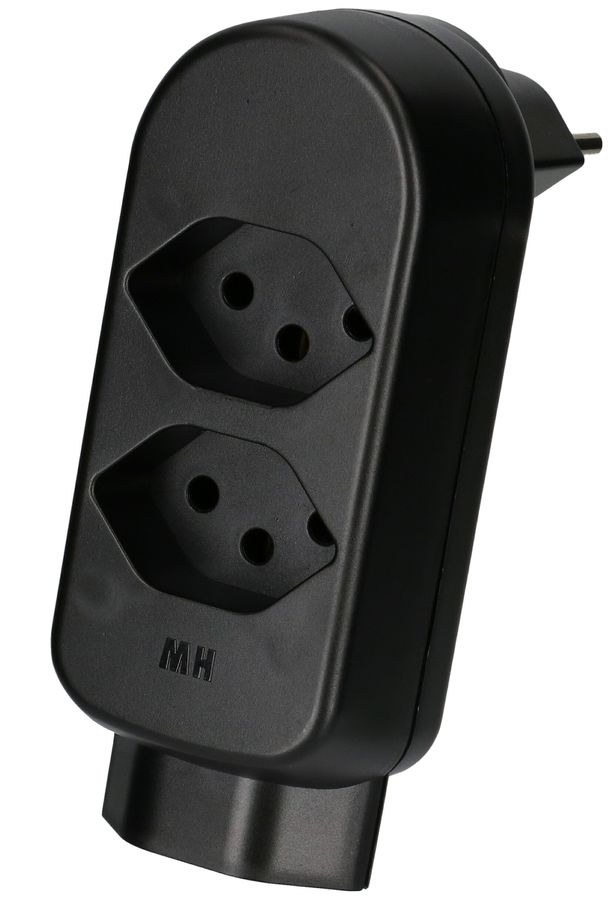 Abzweigstecker ADAPT 2+1x Typ 13 schwarz drehbar Green+Fair