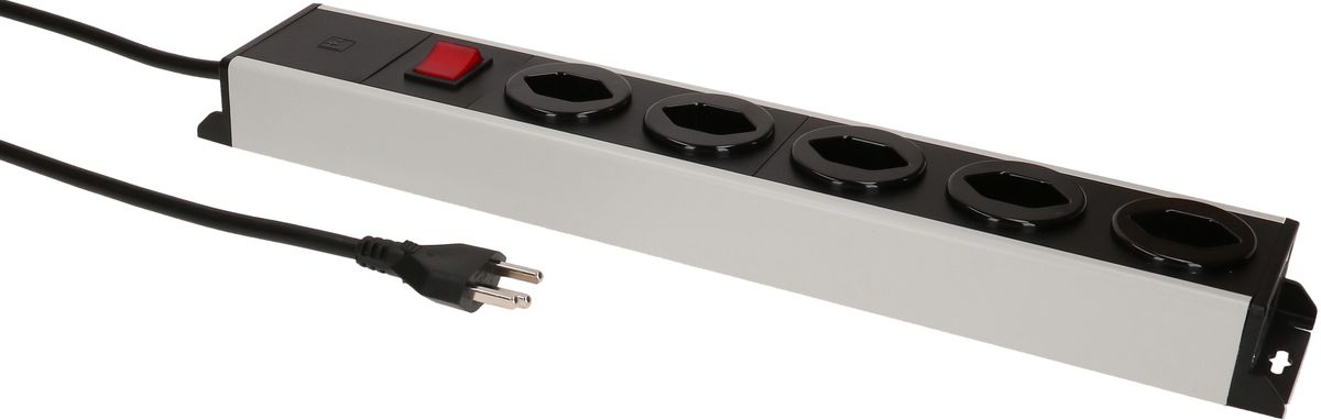 Steckdosenleiste Power Line 5x Typ 23 grau/schwarz Schalter 5.0m