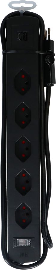 Steckdosenl. Safety Line 5xTyp 13 90° BS sw Scha. USB Mag.2m cli.