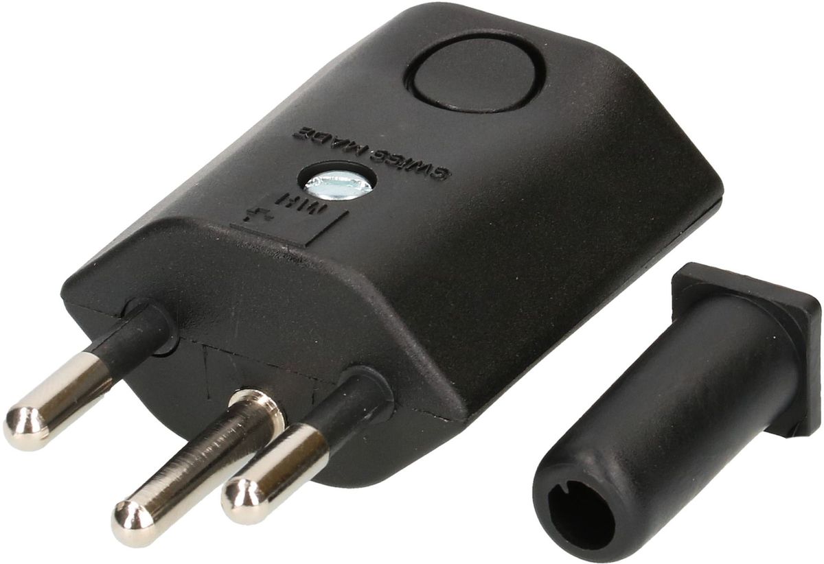 Stecker Typ 12 gewinkelt 3-polig schwarz