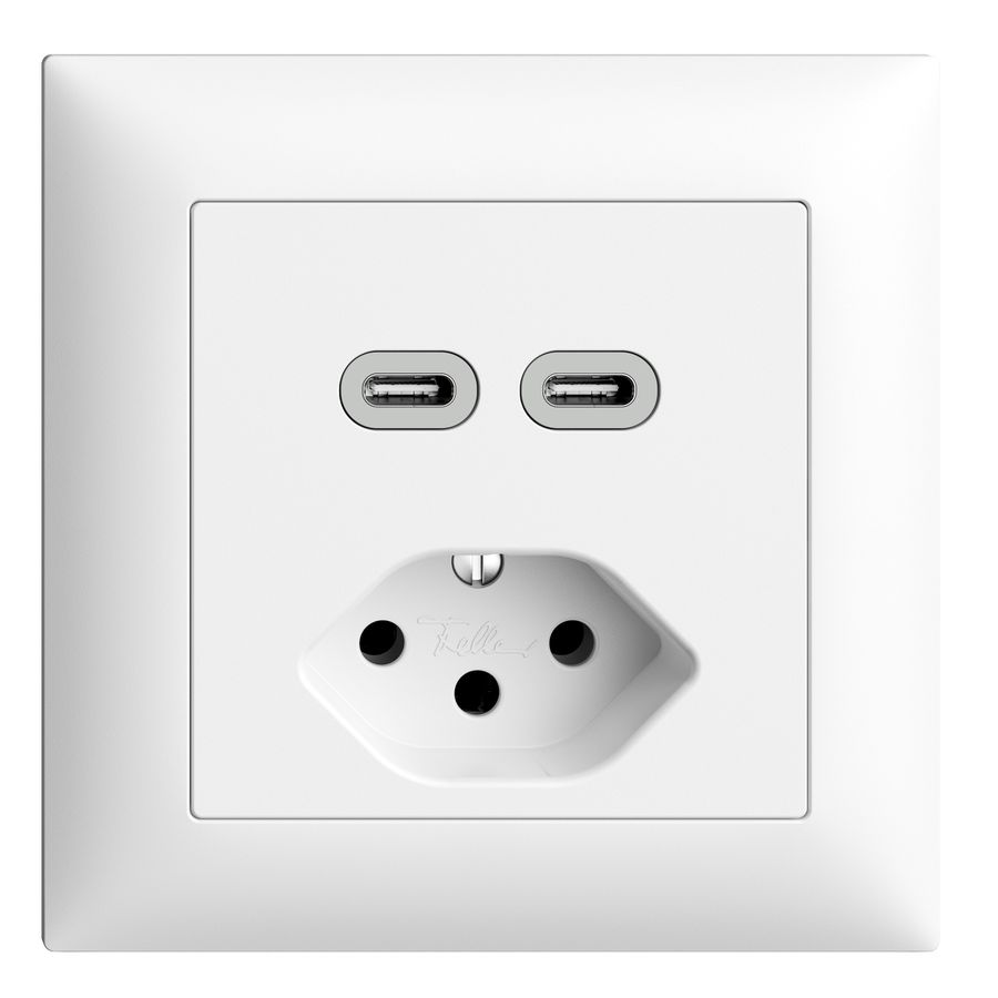 Kleinkombi 2x USB Typ C / Typ 13 Gr.1x1 UP EdizioDue weiss