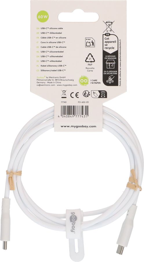 cavo di ricarica USB-C silicone 1.5m bianco