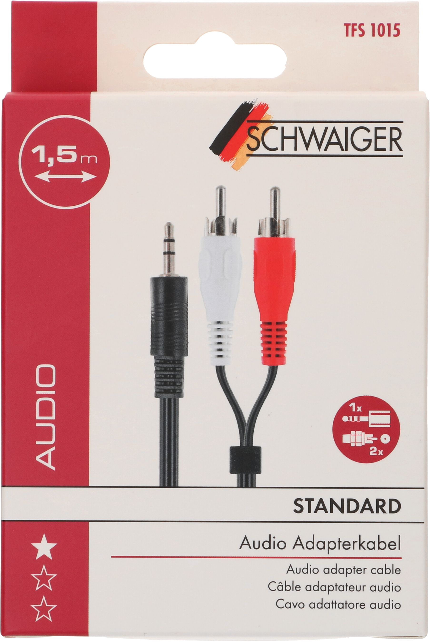 Audio-Y-Adapter-Kabel stereo Klinkenstecker/Cinch-Stecker 1.5m