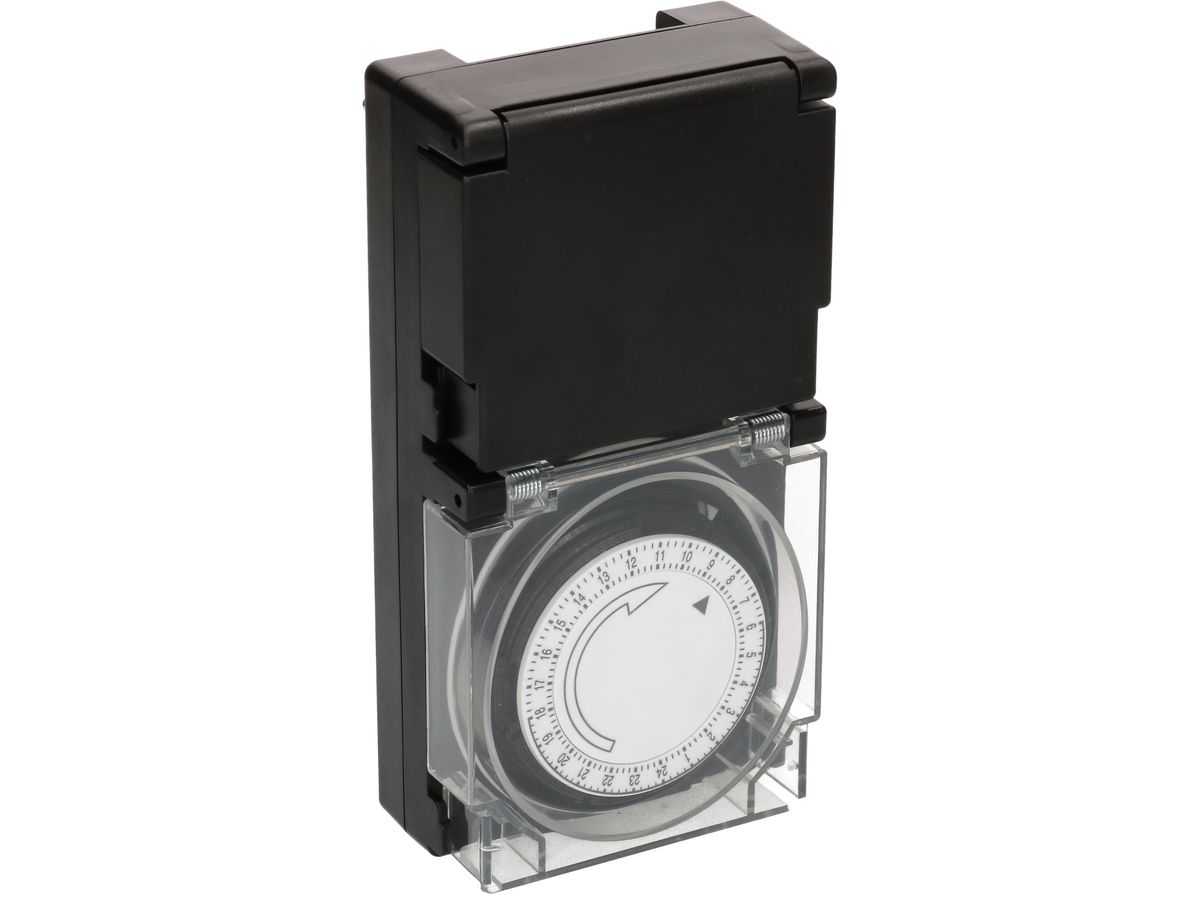 Zeitschaltuhr IP55 24h analog schwarz