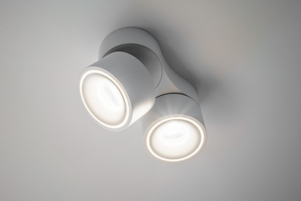 LED plafonnier DOUBLE SHINE blanc mat, 3000K, 2200lm, 2x 36°