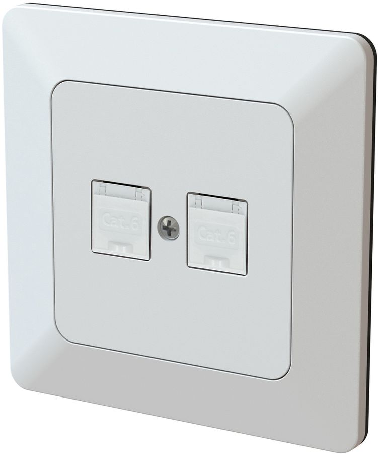 Netzwerkdose 2x RJ45 Kat.6 ungeschirmt UP priamos weiss