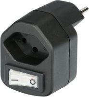 Abzweigstecker 1x Typ 13 3-polig schwarz Schalter