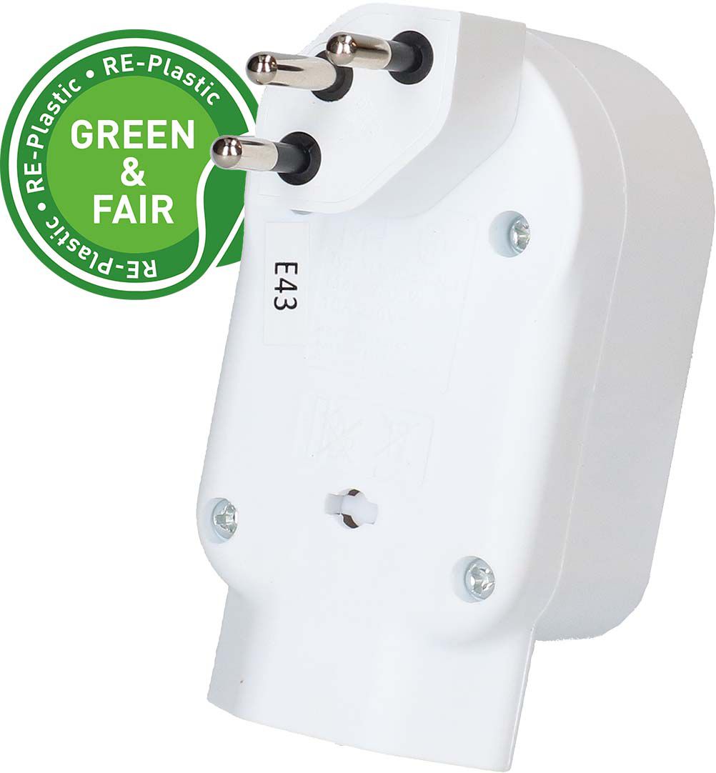 Abzweigstecker ADAPT 2+1x Typ 13 weiss drehbar Green+Fair