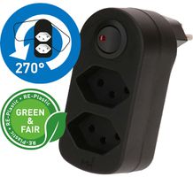 multi adaptateur ADAPT 2x type 13 noir rotatif interr. Green+Fair