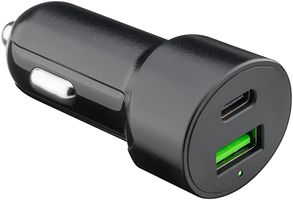 USB Auto Schnellladeadapter 1x USB-C PD 1x USB-A QC 48W schwarz