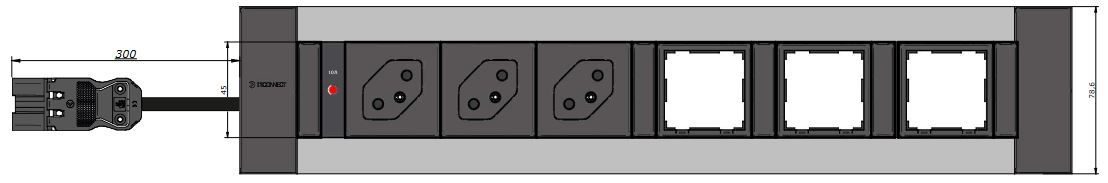INTRO2.0 Steckdoseneinheit eloxiert 3x Typ 13 3x Leermodul