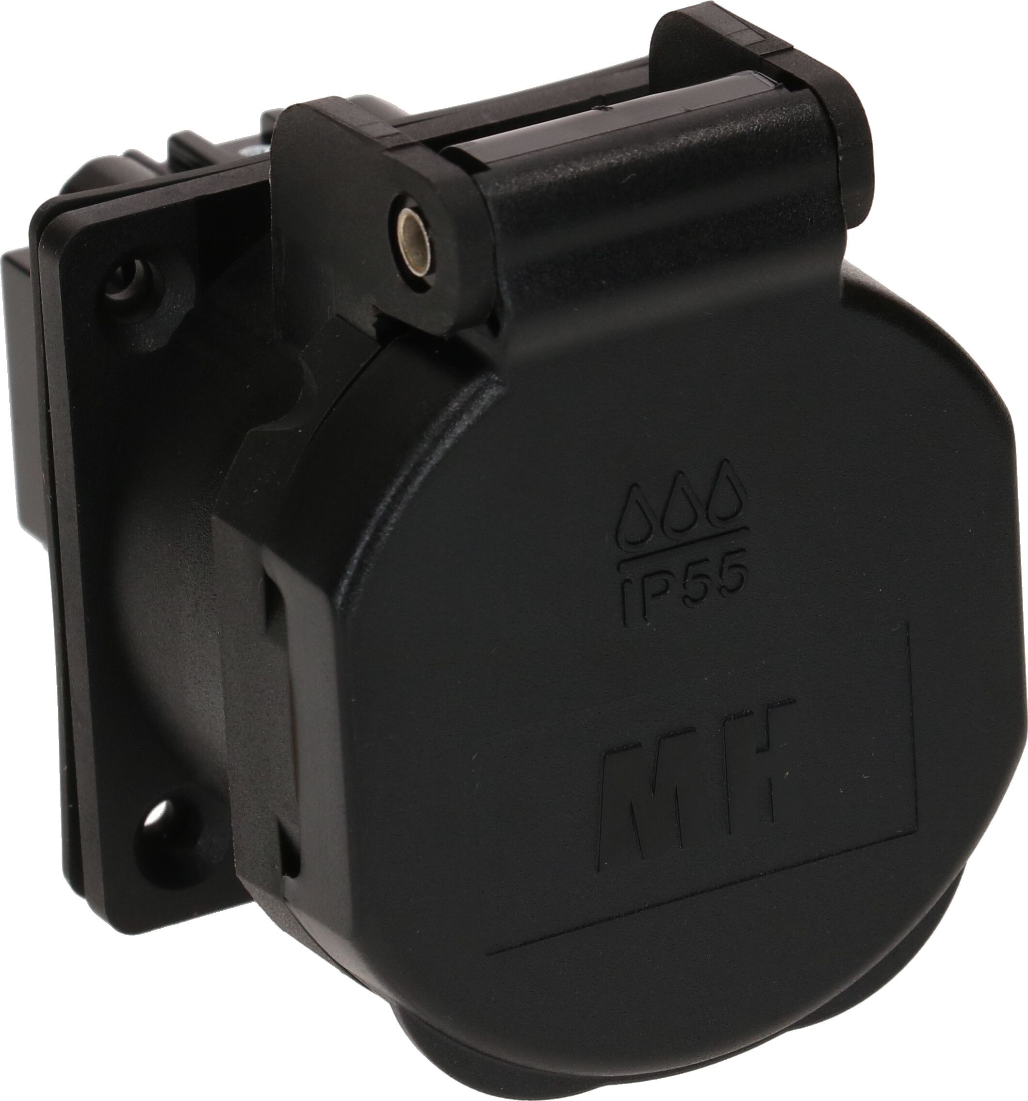 Einbausteckdose 1x Typ 23 L+N+PE Max Hauri IP55 schwarz/schwarz