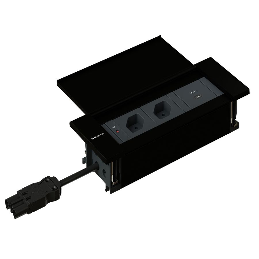 NEXO Steckdoseneinheit schwarz 2x Typ 13 1x USB-C 60W