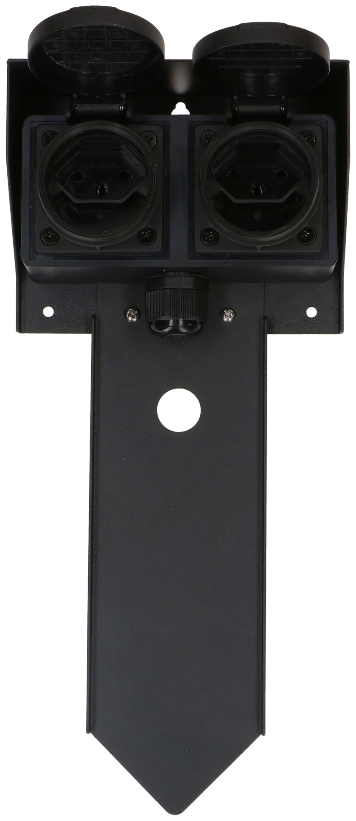 prises de jardin 2x type 13 IP55 avec pique amovible noir