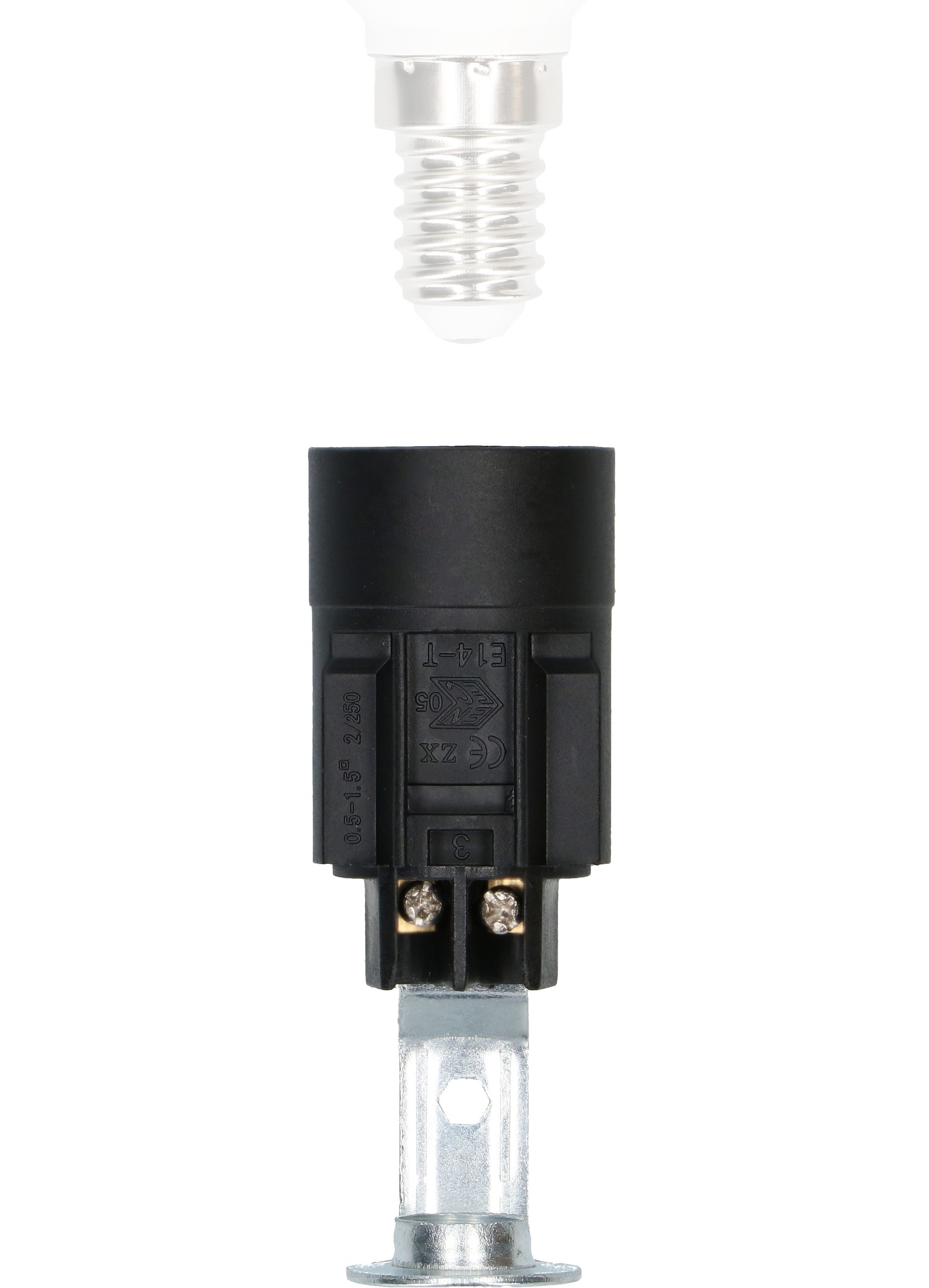 E14 Candle Socket without rim / Colour: black