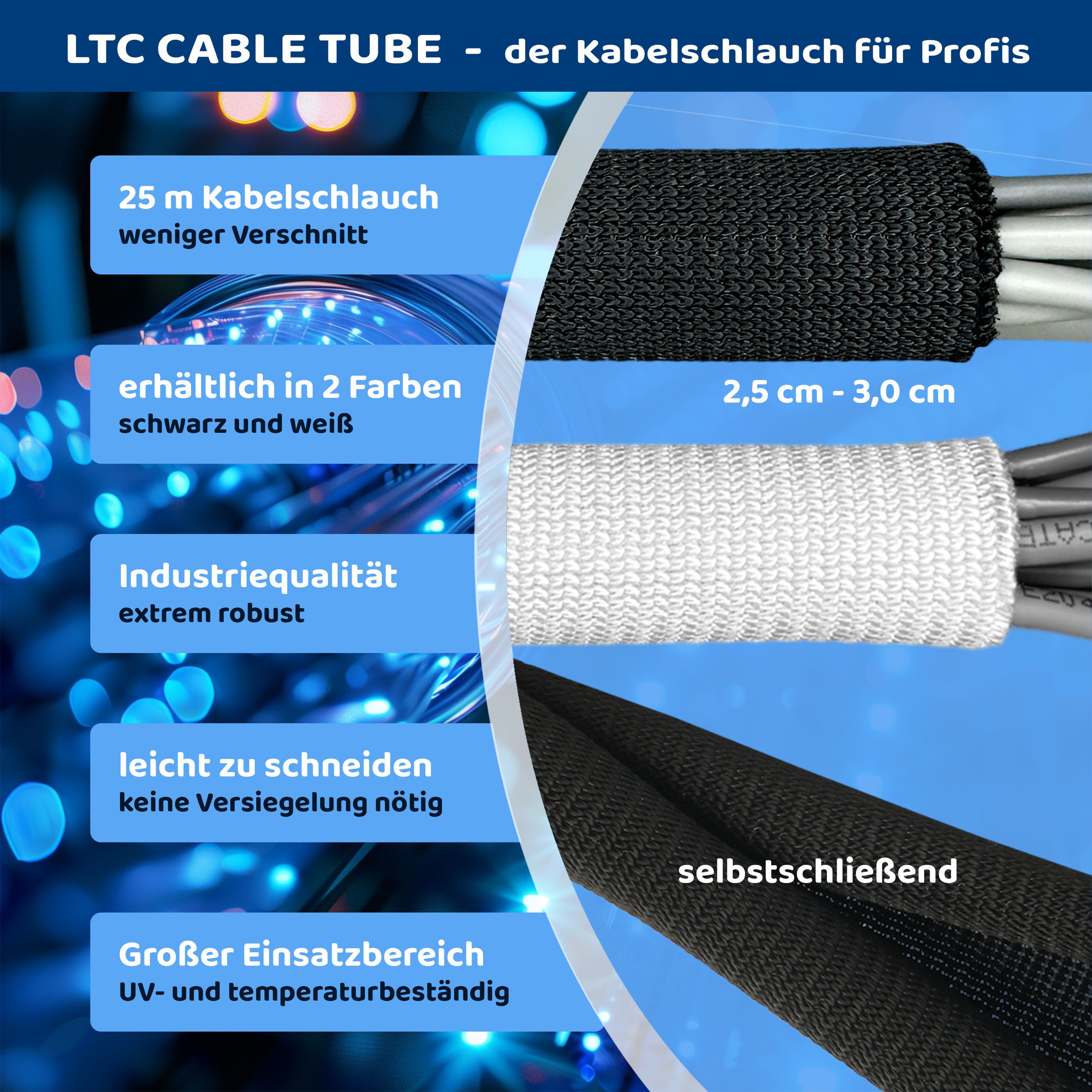 Cable Tube LTC 1.25m / nero