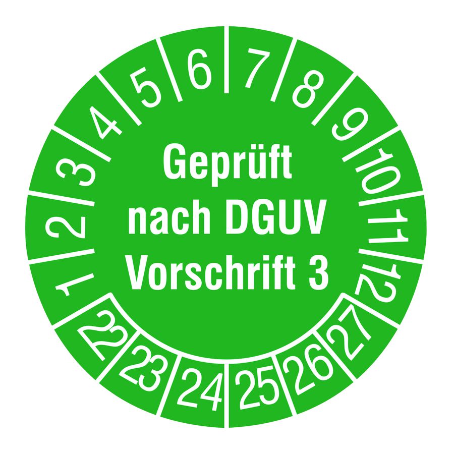 Adesivo di ispezione del cavo Testato secondo DGUV V3 2022 verde
