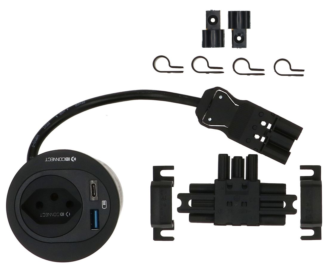 Single Erweiterungs-Set ATOM Steckdoseneinheit sw Typ 13 USB-A/C