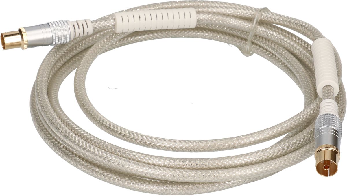 Antennen-Anschlusskabel 110dB 3m transparent Ferritkern
