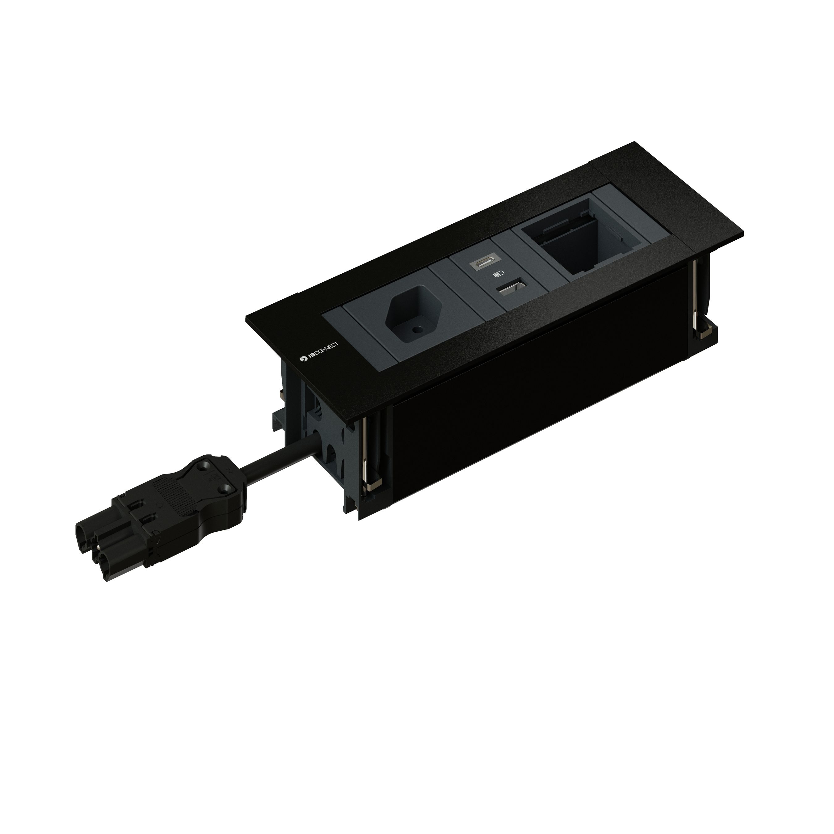 INTRO2.0 bloc multiprise noir 1x type 13 1x USB-A/C 1x vide