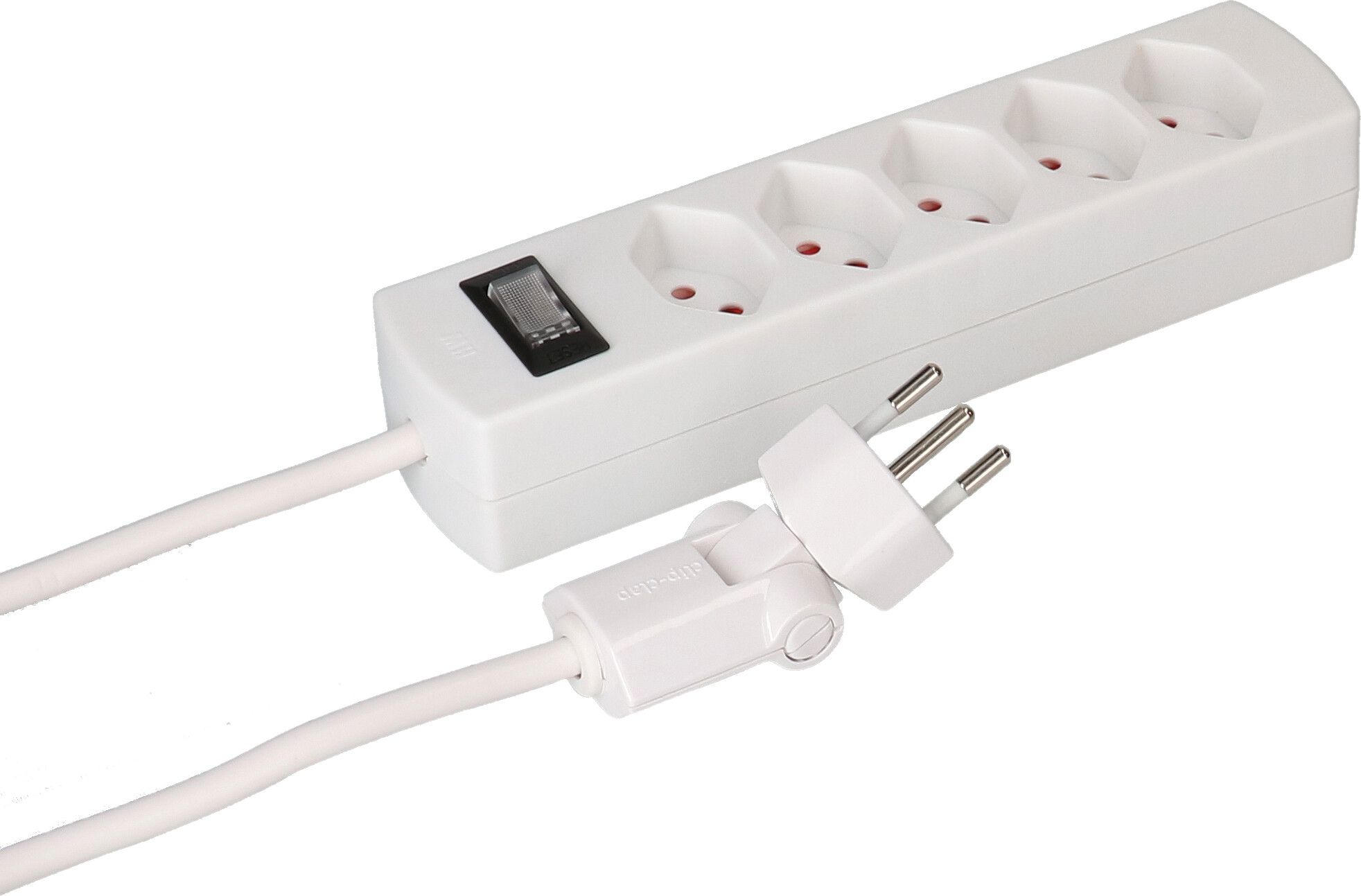 multiprise Safety Line 5x type 13 BS blanc interrupteur 2m cli.