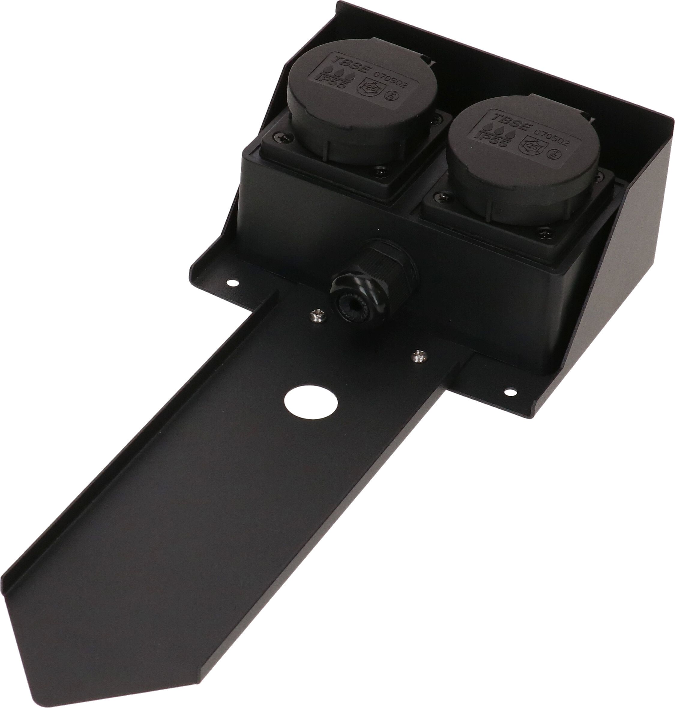 prises de jardin 2x type 13 IP55 avec pique amovible noir