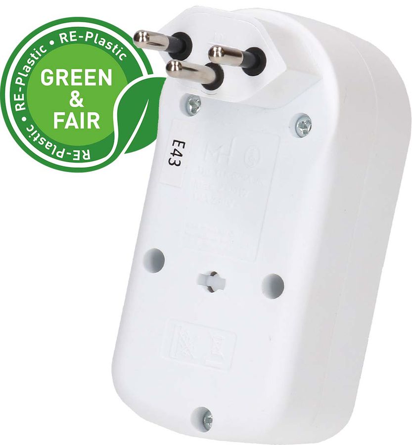 multi adaptateur ADAPT 2x type 13 blanc rotatif inter. Green+Fair